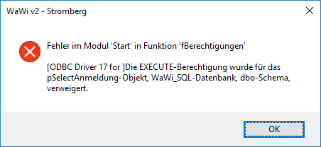 Fehlermeldung beim Start der Applikation